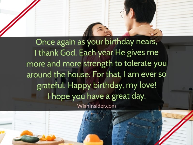 Funny & lovely birthday wordings for husband