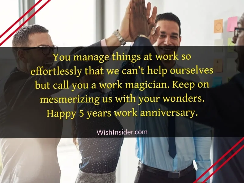  5 year work anniversary wording for colleague
