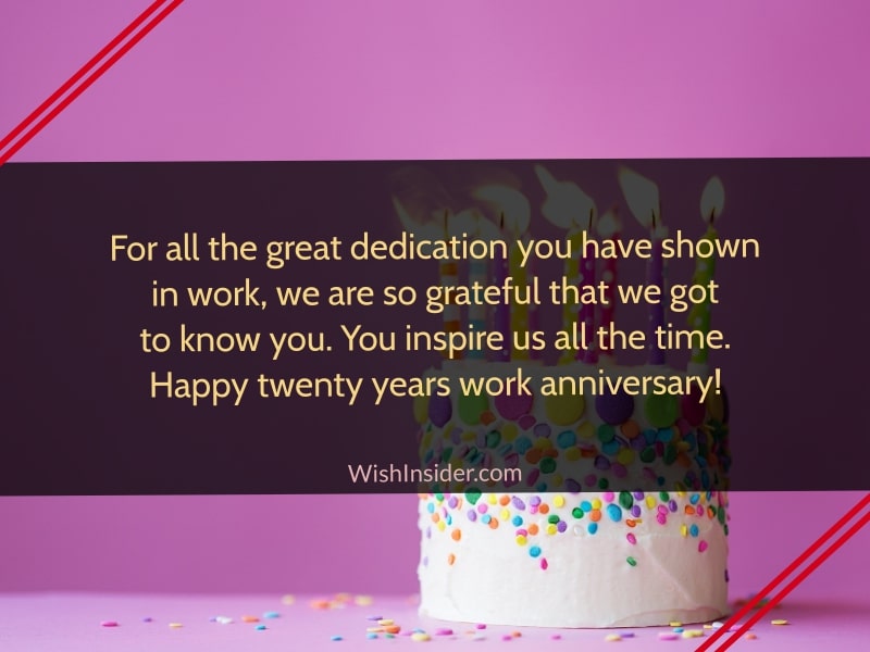 20 Years Work Anniversary Wishes