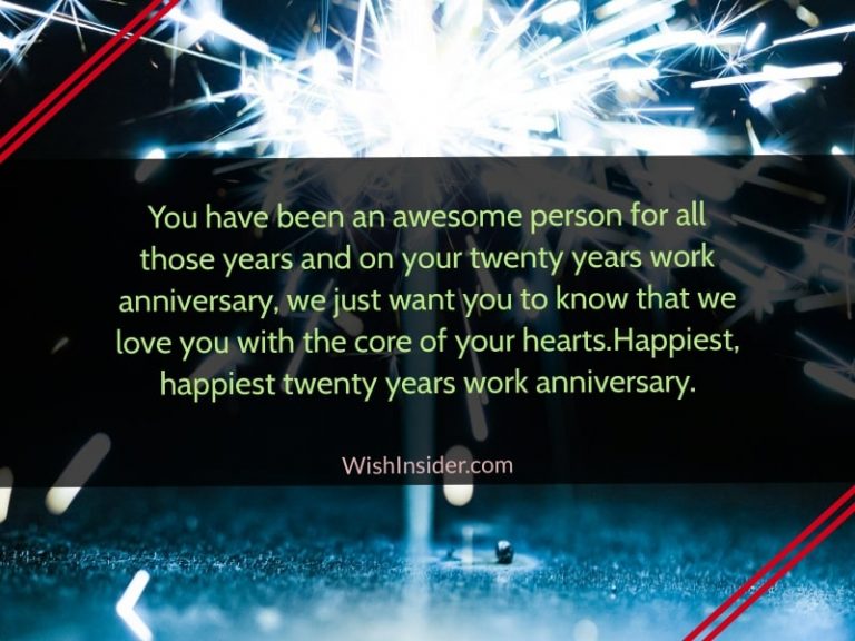 Happy 20th Work Anniversary Wishes And Quotes Wish Insider 4709